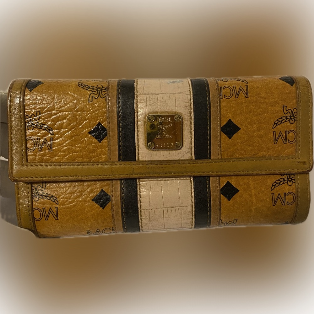 MCM Multicolor Visetos Coated Canvas and Leather Trifold Wallet